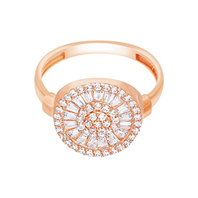 14 Ayar Rose Altın Taşlı Baget Yüzük