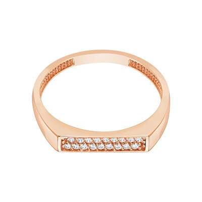 14 Ayar Rose Altın Minimal Taşlı Yüzük