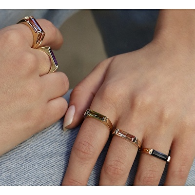 14 Ayar Sarı Altın Kırmızı Taşlı Yüzük