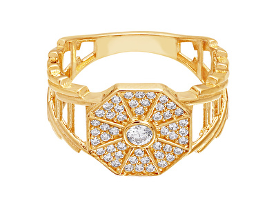 14 Ayar Sarı Altın Trend Altıgen Yüzük