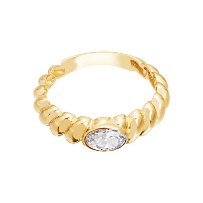 14 Ayar Sarı Altın Taşlı Burgu Yüzük