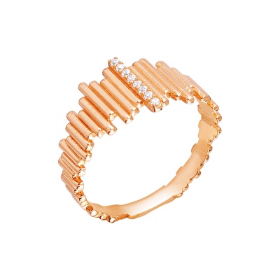 14 Ayar Rose Altın Taşlı Zigzak Yüzük