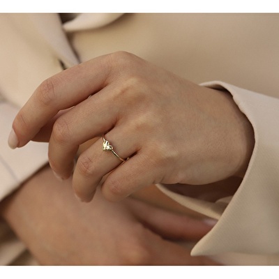 8 Ayar Sarı Altın Kalp Yüzük