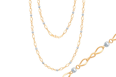 14 Ayar Sarı-Beyaz Altın Trend Zincir