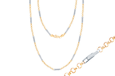 14 Ayar Sarı-Beyaz Altın Erkek Zincir