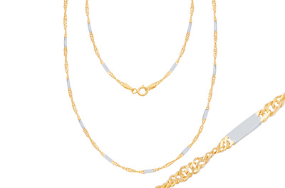 14 Ayar Sarı-Beyaz Altın Trend Zincir