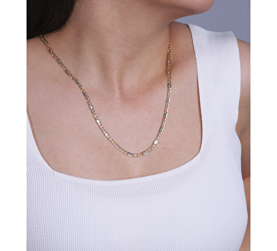 14 Ayar Sarı-Beyaz Altın Trend Zincir