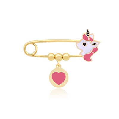 14 Ayar Sarı Altın Unicorn İğne