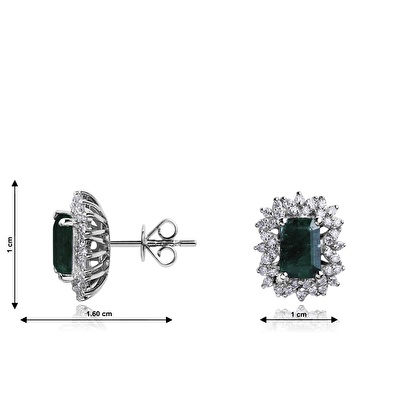 1,43 Karat Zümrüt Pırlanta Küpe