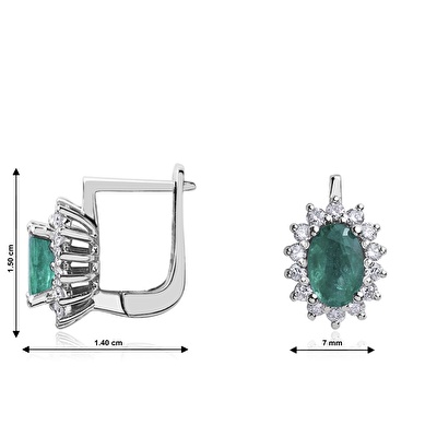 1,29 Karat Zümrüt Pırlanta Küpe