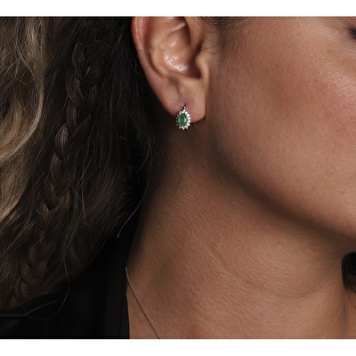 1,29 Karat Zümrüt Pırlanta Küpe