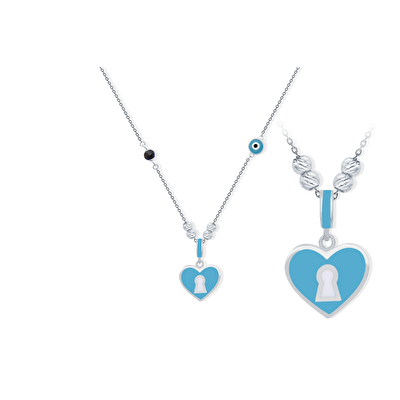 14 Ayar Beyaz Altın Göz Figürlü Kolye