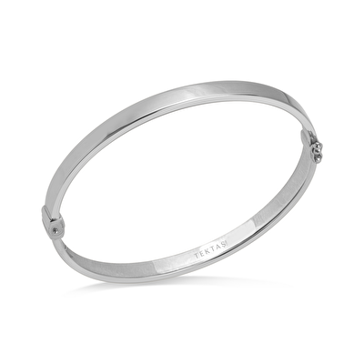 14 Ayar Beyaz Altın Kibrit Çöpü Kelepçe Bilezik