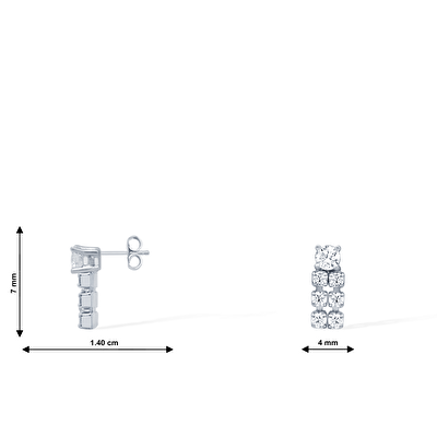 14 Ayar Beyaz Altın Taşlı Küpe