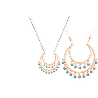 14 Ayar Rose Altın Firuze Taşlı Kolye