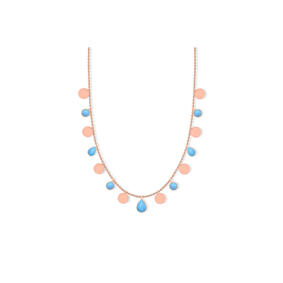 14 Ayar Rose Altın Firuze Taşlı Kolye