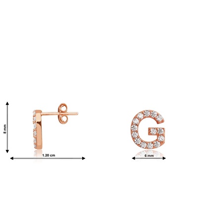 14 Ayar Rose Altın G Harf Küpe