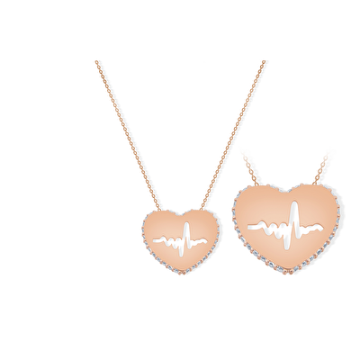 14 Ayar Rose Altın Nabız Kalp Kolye