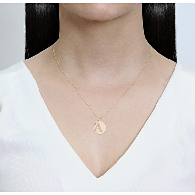 14 Ayar Sarı Altın A Harf Kolye