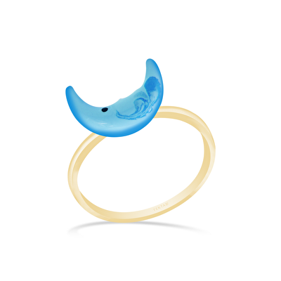 14 Ayar Sarı Altın Ay Figürlü Yüzük