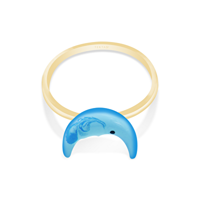 14 Ayar Sarı Altın Ay Figürlü Yüzük