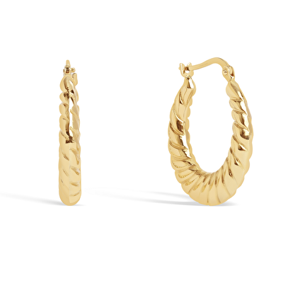 14 Ayar Sarı Altın Burgu Halka Küpe