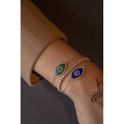 14 Ayar Sarı Altın Nazar Boncuklu Bileklik