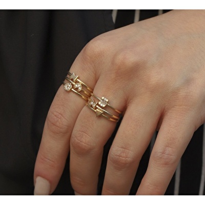 14 Ayar Sarı Altın Fiyonk Figürlü Yüzük