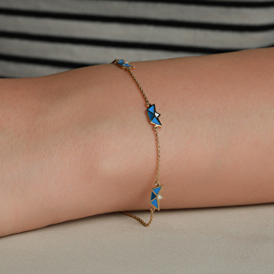 14 Ayar Sarı Altın Gemi Figürlü Bileklik