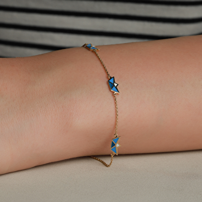 14 Ayar Sarı Altın Gemi Figürlü Bileklik