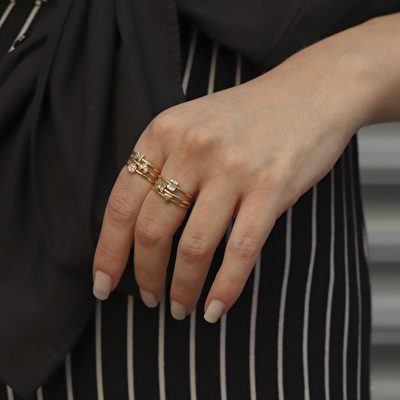 14 Ayar Sarı Altın Minimal Yüzük