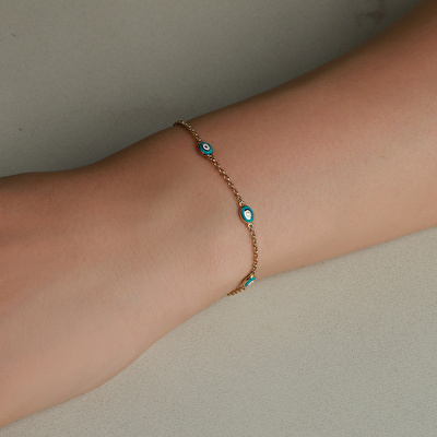 14 Ayar Sarı Altın Nazar Boncuklu Bileklik