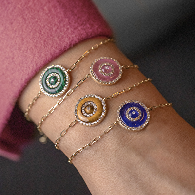 14 Ayar Sarı Altın Nazar Boncuklu Bileklik