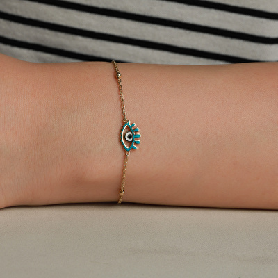 14 Ayar Sarı Altın Göz Figürlü Bileklik