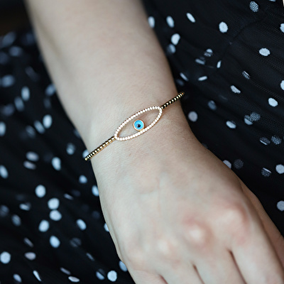 14 Ayar Sarı Altın Göz Figürlü Bilezik