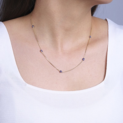 14 Ayar Sarı Altın Göz Figürlü Kolye