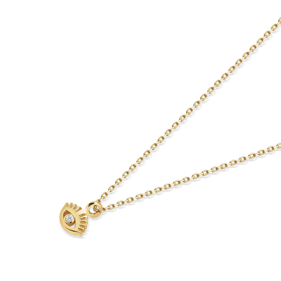 14 Ayar Sarı Altın Göz Figürlü Kolye