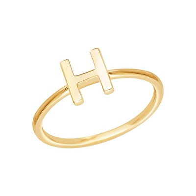 14 Ayar Sarı Altın H Harf Yüzük