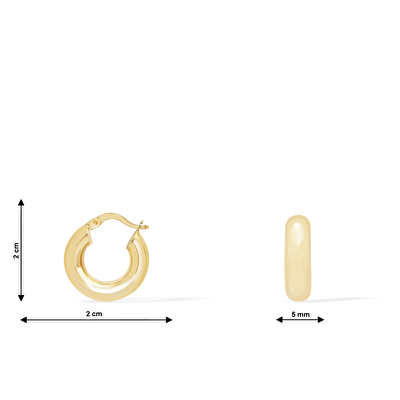 14 Ayar Sarı Altın Halka Küpe