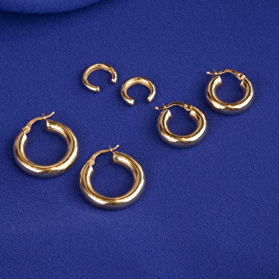 14 Ayar Sarı Altın Halka Küpe