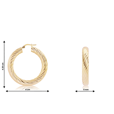 14 Ayar Sarı Altın Burgu Halka Küpe