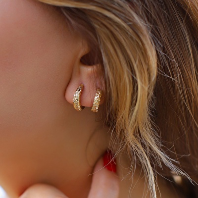 14 Ayar Sarı Altın Halka Küpe