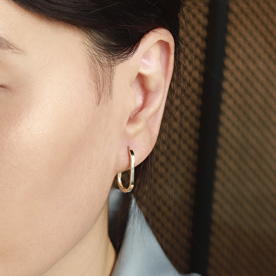 14 Ayar Sarı Altın Halka Küpe