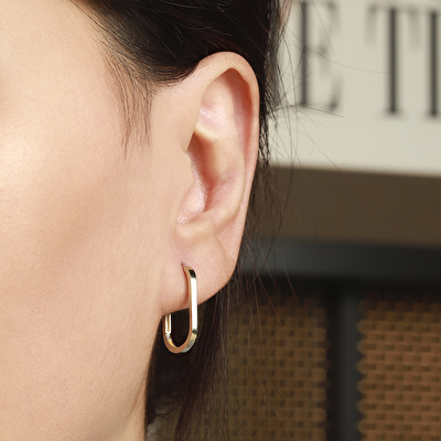 14 Ayar Sarı Altın Halka Küpe