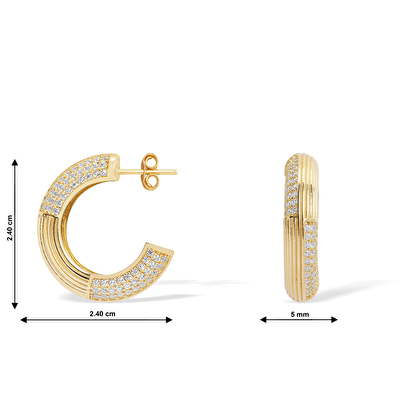 14 Ayar Sarı Altın Taşlı Halka Küpe