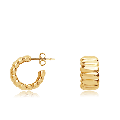 14 Ayar Sarı Altın Halka Küpe