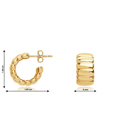 14 Ayar Sarı Altın Halka Küpe