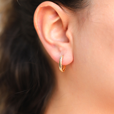 14 Ayar Sarı Altın Halka Küpe