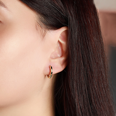 14 Ayar Sarı Altın Halka Küpe