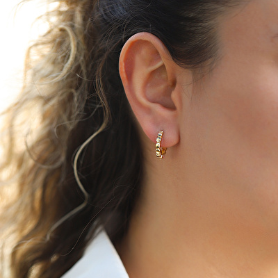 14 Ayar Sarı Altın Halka Küpe